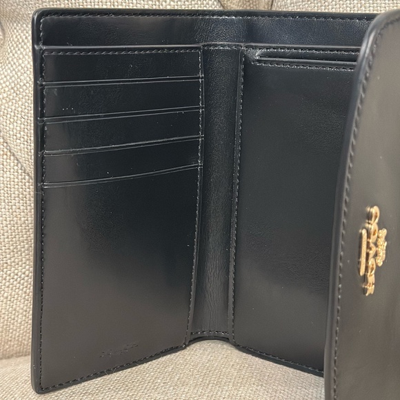 Coach Medium Trifold Envelope Wallet Signature Leather Brown Black Pre-Owned - Picture 6 of 7